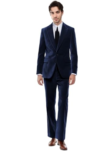 Men 2 Piece Suits Velvet Slim Fit Suit Blazer Pants Party Dinner Jacket & Pants Business Suit Formal Tuxedes