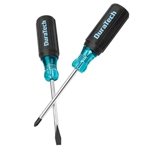 DURATECH 2-Piece S2 Steel Screwdriver Set, Professional Screwdrivers with Non-Slip Cushion Grip & Marked Specifications, Phillips and Flathead Screw Driver, Hand Tool for Home and Industrial Use