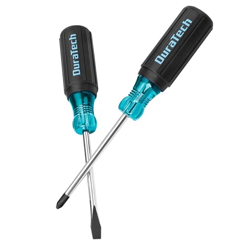 DURATECH 2-Piece S2 Steel Screwdriver Set, Professional Screwdrivers with Non-Slip Cushion Grip & Marked Specifications, Phillips and Flathead Screw Driver, Hand Tool for Home and Industrial Use