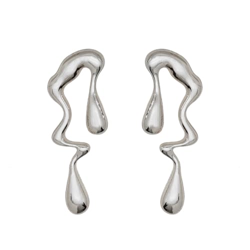 Irregular Waterdrop Earrings for Women Liquid Metal Earrings Thick Hypoallergenic Dangle Earrings Gold Statement Earrings Jewelry Gifts