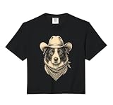 Vintage Border Collie Dog Cowboy Hat Bandana Retro Western Comfort Colors Crop Top