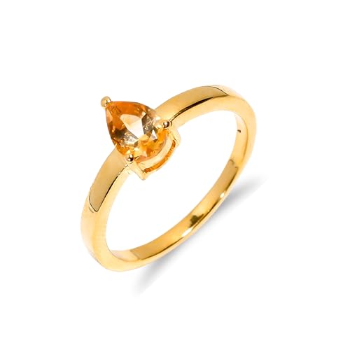 Bague en citrine naturelle et argent 925 fait main au design poire élégant