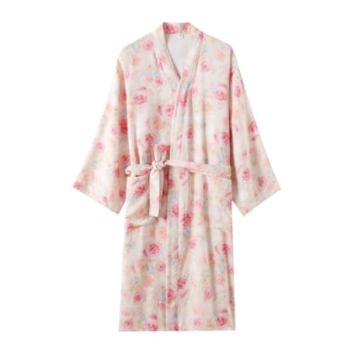 SSHFFDD Albornoz japonés Mujer Bata Kimono de verano, Ropa de Dormir transpirable para mujer, Ropa de Casa y Loungewear Cómodo(L)