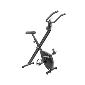 X-Bike faltbarer Heimtrainer mit Computerfunktionen: Geschwindigkeit-, Zeit-, Distanz-, Kalorien- und Pulsmessung, breiter, gepolsterter Sattel