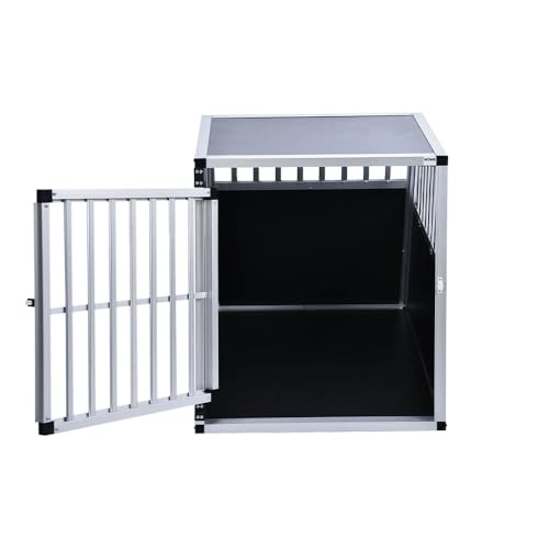 Home Deluxe - Hundetransportbox Alu SKITO - L - 90 x 65 x 69 cm - Farbe: Silber/Schwarz - Material: MDF Platten, Aluminium I Hundetransportbox Transportlösung Alu-MDF-Material Tierfreundlich