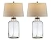 SAFAVIEH Lighting Collection Caden Clear Glass 28-inch Bedroom Living Room Home Office Desk Nightstand Table Lamp Set of 2 (LED Bulbs Included)