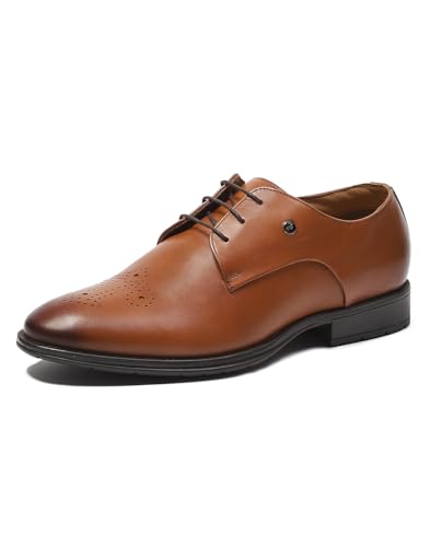 Image of Monte Carlo Mens Solid Lace Up Genuine Leather Formal Brogue Shoes (201809FW)