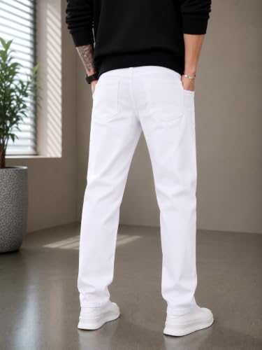Image of Men's Comfortable Casual Denim Jeans | Men's Solid Straight Fit Jeans | Mid Rise Denim Pants | Regular Fit Stretchable Jeans