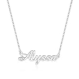 IEFLIFE Tiny Alyssa Name Necklace Personalized, Sliver Gold Plated Custom Name Necklace Personalized Jewelry Monogram Plate Name Necklace Gifts for Women