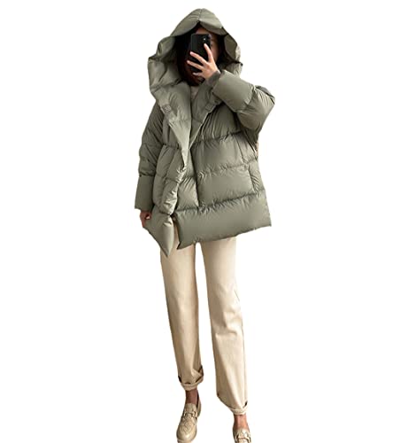 Parka d'hiver courte femme en duvet de canard blanc premium vert M