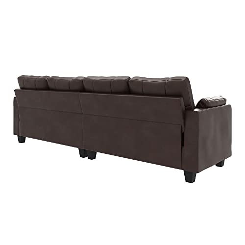 Honbay Faux Leather Sectional Sofa Couch Reversible L Shaped Couch Sofa 4 Seat Sofa Sectional Couch For Small Apartment #TOP7