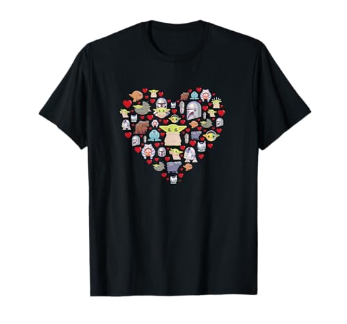 T-shirt Star Wars Mandalorian Grogu de Saint-Valentin avec motif cœur pour fan