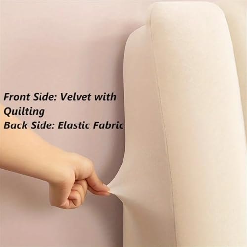 Housse tête de lit velours épais matelassé de qualité supérieure blanche - 4