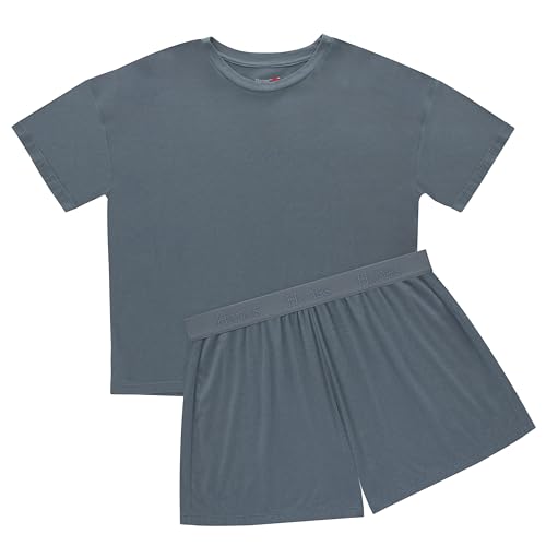 Hanes Women's Originals 2 Piece Lounge, Comfywear Supersoft Boxy T-Shirt & Sleep Shorts Loungewear Set3