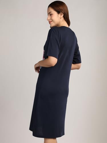 Image of Duchess Cotton Half Sleeve Oversized T-Shirts for Women| Nighty - Loose Fit Tee with Pocket