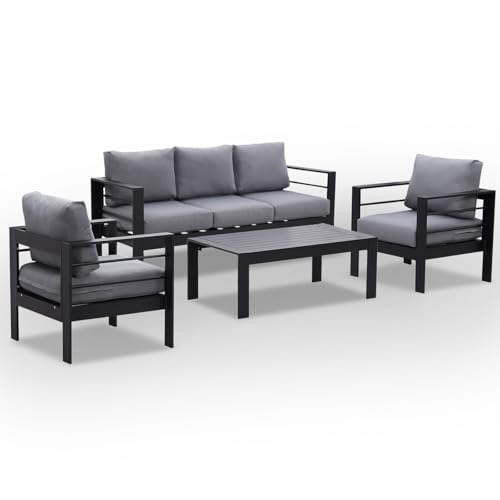 LANOX Aluminium Gartenmöbel Set Gartenlounge-Set Loungeset für 5 Personen...