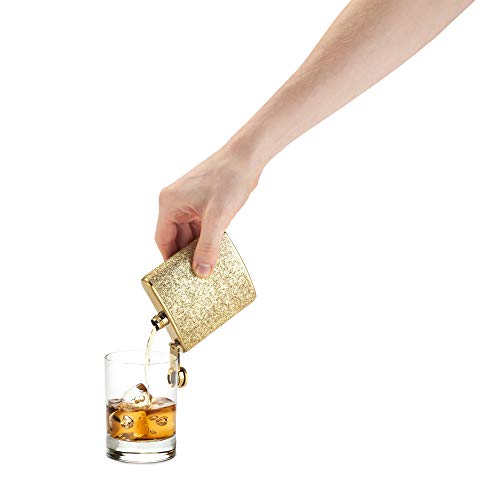 Blush Sparkletini Stainless Steel, Glitter Flask, Gifts For Women, Hidden Alcohol Barware, 6 Oz, Gold #TOP3