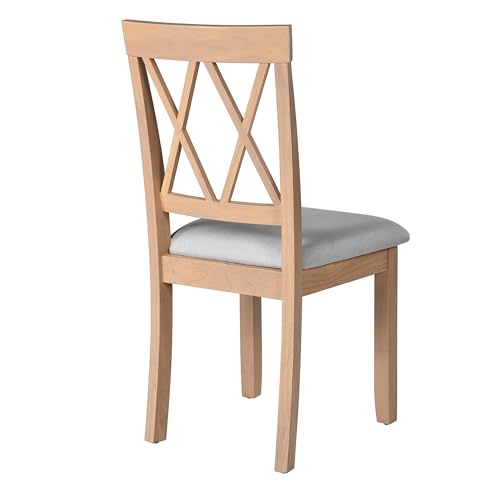 Merax Wood Farmhouse Upholstered Dining Chair Set of 2, Natural by Merax - Used condition - Image 3