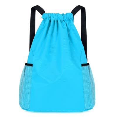 Drawstring Backpack for Gym, Yoga, Running, Swimming, Beach, Camping, Travel Bag Sports Fitness Club Student Training Bag(Sky Blue)-image-42