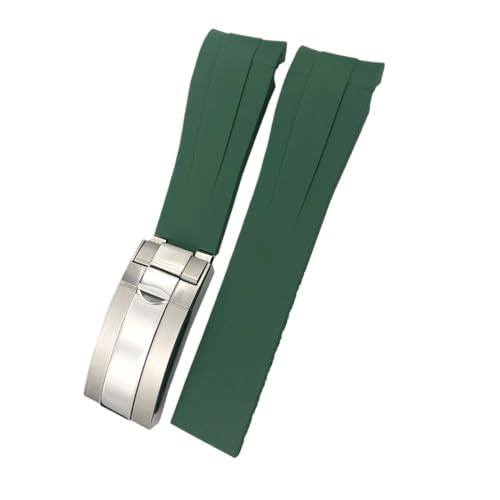WUWMTUTCK Correa de reloj goma negra y azul 21mm 22mm apta for Rolex DEEPSEA Sea-Dweller Submariner, accesorio correa silicona(Green,21MM DEEPSEA_SILVER GOLD)
