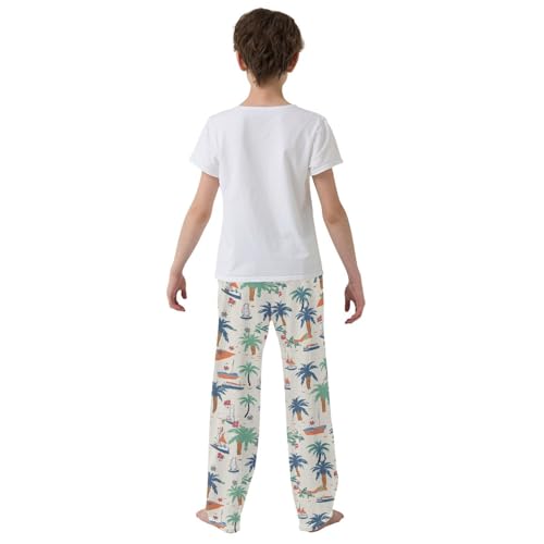 ZZXXB Sailboat and Tree Boys Long Pants Soft Trousers Elastic Waist Kids Lounge Bottoms with Pockets S-XL3