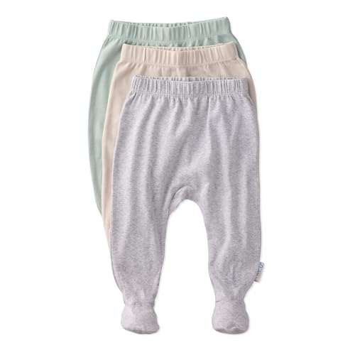 Image of Butterblu Baby Fallon 3-Pack Footed Pants 100% Organic Cotton Bottoms for Baby Boys & Girls