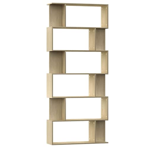 Divisor de habitaciones y librería roble Sonoma para separar ambientes en casa 4