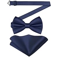 URAQT Fliege, Set Einfarbig Fliege mit Einstecktuch, Fliegen für Herren Einstellbar, Elegantes Set für Hochzeit, Business, Party, Männer Accessoire, Marineblau