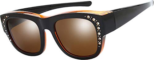Image of The Fresh High Definition Polarized Wrap Around Shield Sunglasses for Glasses - Leather Eyeglasses Case
