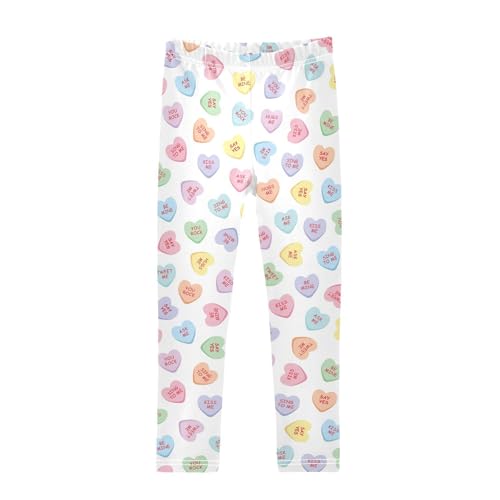 Valentine's Candy Girls Leggings,Workout Leggings for Girls Toddler Athletic Leggings Size for 3-10T