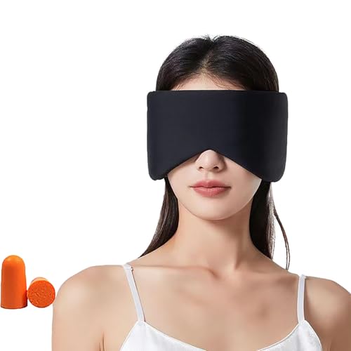 wulsalio アイマスク 睡眠用 温涼双感カプセルアイマスク 目隠し 目の疲れ 快眠 防音耳カバー 薄く通気性がよく 圧迫感なし 洗濯可能 旅行/出張/昼寝に最適 男女兼用 (ブラック)