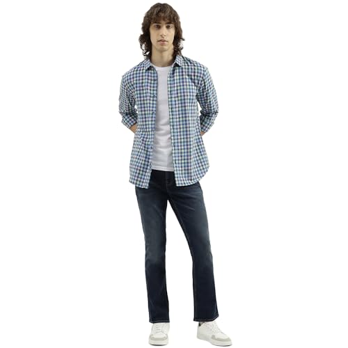 Image of United Colors of Benetton Slim Fit Spread Collar Checkered Shirt
