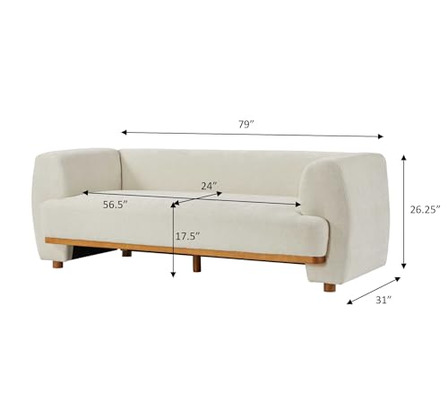 Image of Christopher Knight Home Flowin Chenille Upholstered 3 Seater Sofa Couch, Wooden Home Sofa Living Room, Comfy Cloud Couch for Bedroom, Home Office, Light Beige+Brown