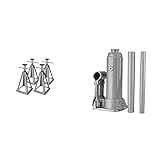 cartrend Caravan Stützbock, Wohnwagen Stützbock Wohnmobil Stützbock, 4er Set, Aluminium, bis 900 Kg belastbar & hydraulischer Wagenheber, Stockwagenheber, Stempel-Wagenheber, Tragkraft bis 2000 kg