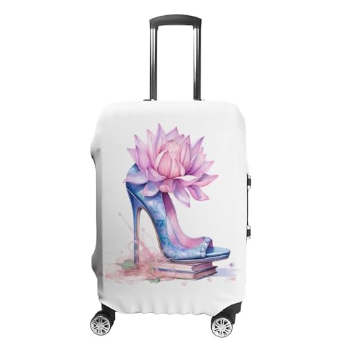 Fashion High Heels Flower Travel Luggage Cover Washable Suitcase Protector Baggage Covers for Women Men XL