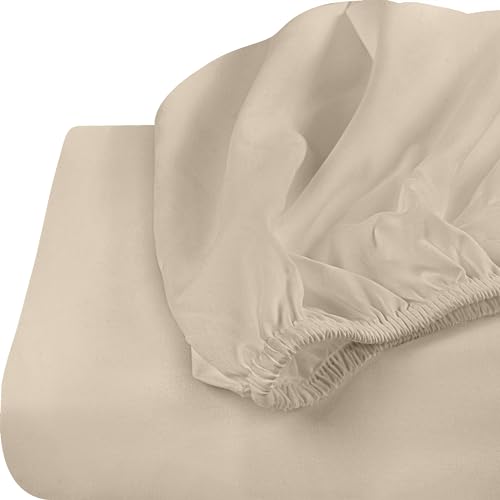 Image of Utopia Bedding Twin Fitted Sheets - Bulk Pack of 2 Bottom Sheets - Soft Brushed Microfiber - Deep Pockets - Shrinkage & Fade Resistant - Easy Care (Twin, Beige)