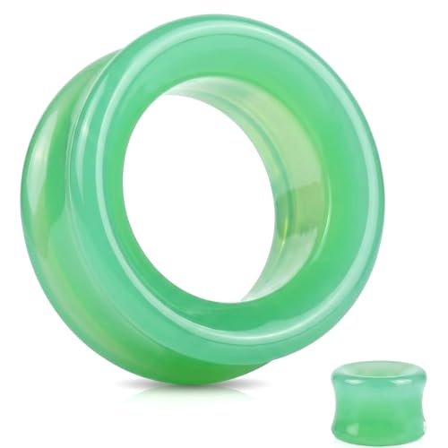 Bouchons d'oreille en verre opalite vert 12mm creux pour soulager et embellir vos lobes