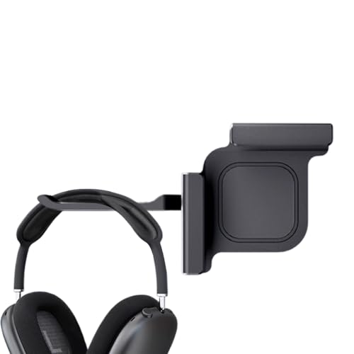 Soporte para auriculares de audio y micrófono de fijación a pantalla, soporte de pantalla con pinza – soporte para auriculares para colocar detrás de la pantalla, ahorro de espacio para oficina y