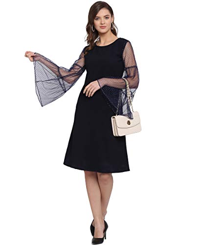 Image of OOMPH! Women's Western & Fusion wear Net A-Line Knee-Long Dress
