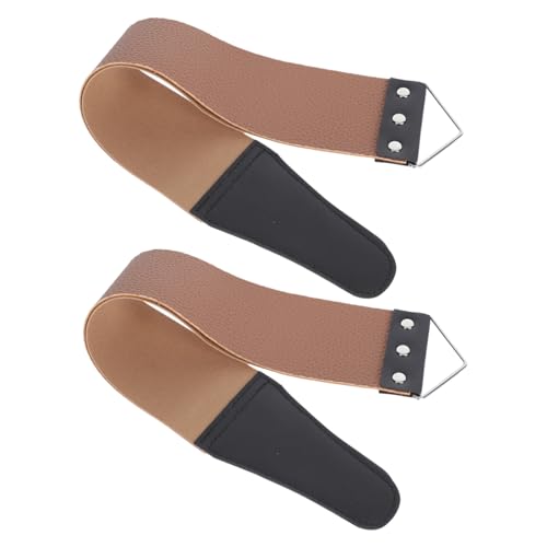 SHERCHPRY 2pcs Double Sided Barber Strop for Razor Sharpening Practical Sharpening Tool with Hanging Design for Home Use Efficient Manual Shaving Accessory Random Color