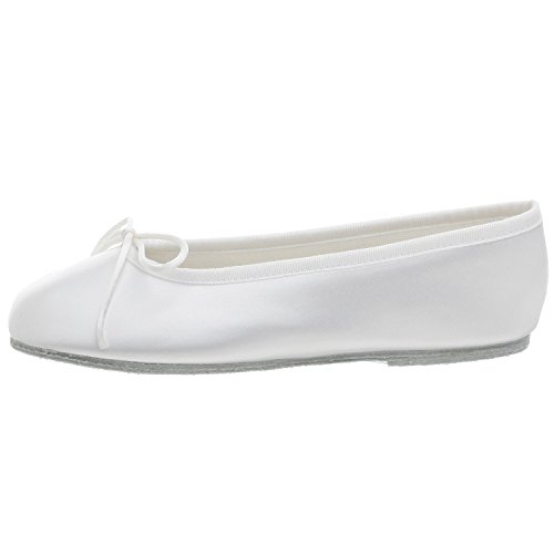 Baby & Girl's White Satin Dyeable Ballet Flats with Cinch Tie Chord3