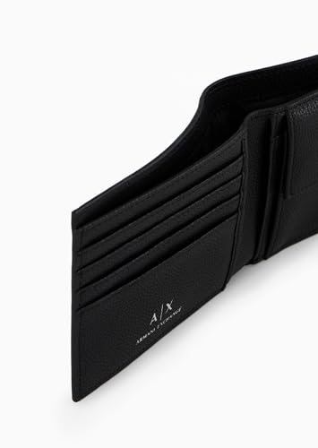 A | X ARMANI EXCHANGE Men's Tonal Ax Logo Billfold with Coin Pocket Wallet, Black, One Size2