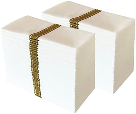 JINYUDOME Dinner Napkins Disposable, Linen-Feel Napkins with Buil-in Flaware Pocket, Soft & Absorbent Pre-Folded Napkins for Parties, Wedding or Events,Pack of 50