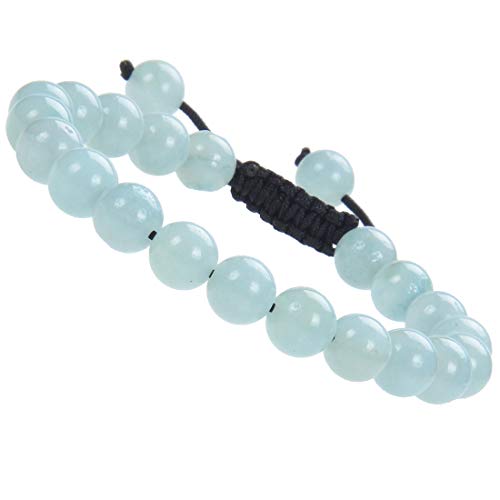 Massive Beads Knitting Adjustable Mens Womens Natural Gemstone 8Mm Round Beads Healing Power Stretch Bracelet (Amazonite) #TOP28
