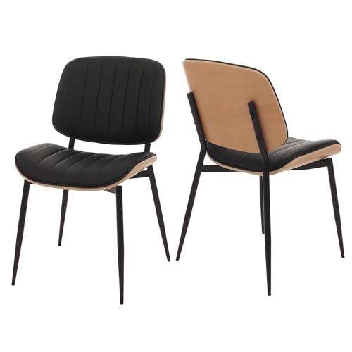 Mendler Lot de 2 chaises de Salle à Manger HWC-O44 Öko-Tex MVG Nature, Noir