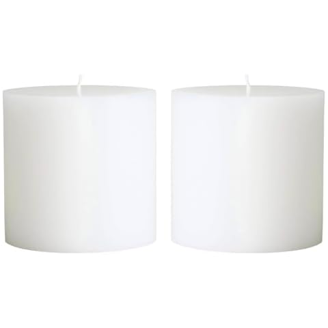 Mister Candle Non Scented Pillar Candle, Unscented 4 x 4 Inch Candles (Set of 2) Hand Poured White Unscented Candles for Home Decor, Premium Wax, Smokeless & Dripless, 80 Hour Burn Time Cover