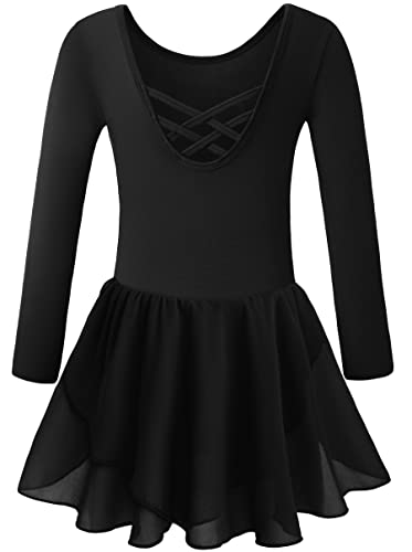 DANSHOW Girls’ Ballet Dance Leotards with Flutter Sleeve Petal Skirt and Bowknot Back