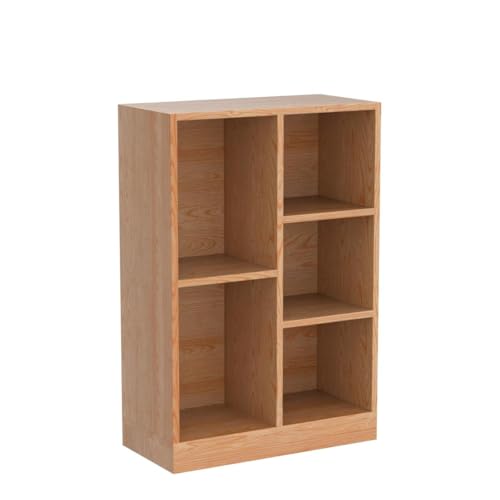 Image of IOTXY Open Shelf Low Bookcase - Wooden 3-Tier Cube Bookshelf, Pear Yellow