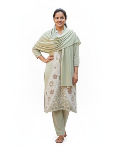Image of KTI Full Sleeve Knee Length Floral Design Woolen Fabric 3 PC Kurti Set for Women Art NO-94164