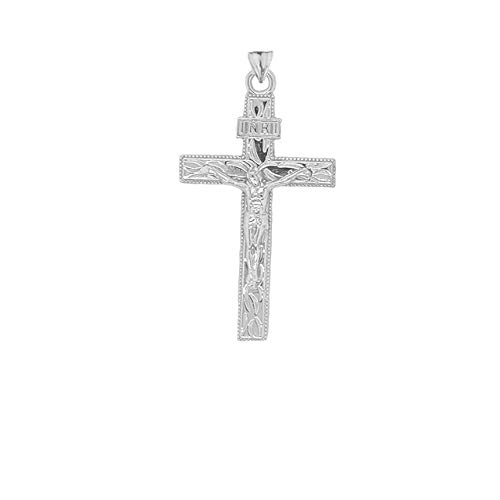 Religious-Jewelry-by-FDJ-Fine-Sterling-Silver-Small-Jesus-Christ-INRI-Crucifix-Cross-Pendant